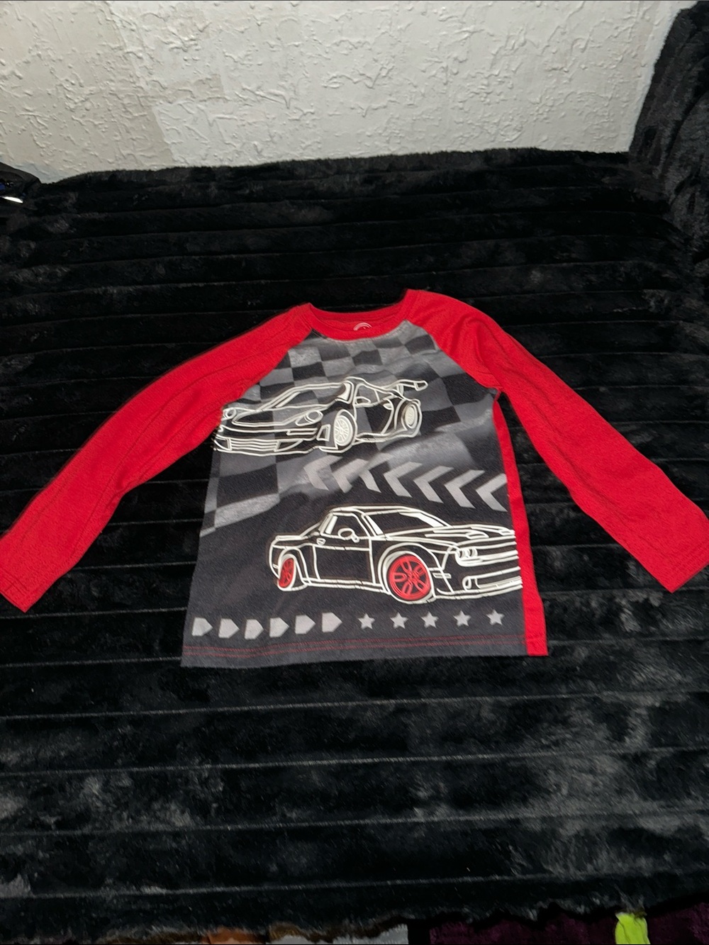 wonder nation Red & Black Long Sleeve Race Car Graphic Tee